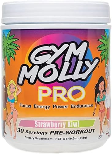Gym Molly PRO - PreWorkout - 30 porciones - Kiwi de fresa, malato de citrulina 6G, beta alanina 4G, 300 mg de cafeína de plantas de café puro