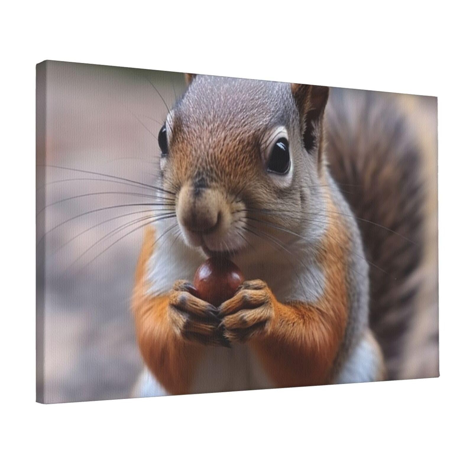 KLOPH Cute Squirrel Canvas Wall Art for Living Room 12"x18" Modern Artwork Painting for Bathroom Hanging Canvas Prints Aesthetic Wallart for Bedroom Kitchen Office Wall Decor