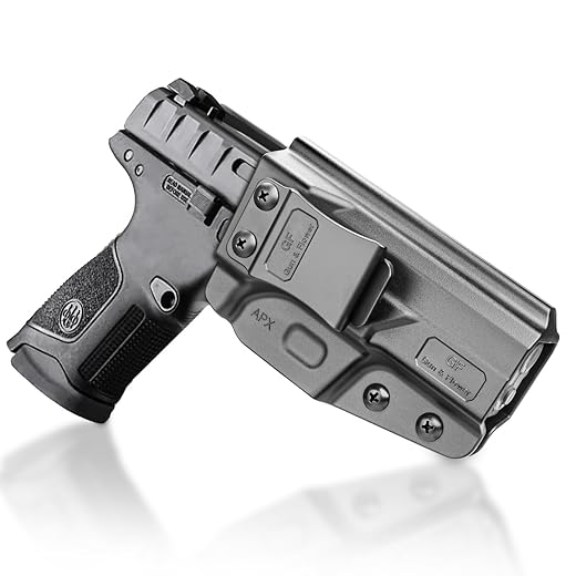 GUN & FLOWER Polymer IWB Holster Compatible with Beretta APX Full Size, Inside Waistband Concealed Carry Holster Custom Fit Beretta APX Full Size 9mm, 40, Adj. Cant & Retention, Right Hand