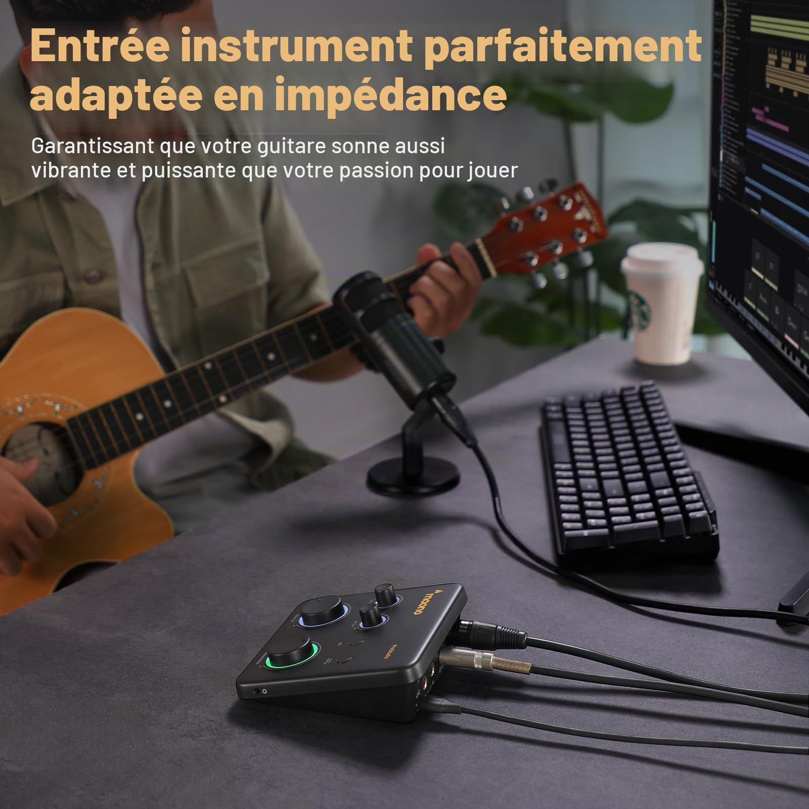 Interface Audio USB MAONO pour PC:Interface avec Entrée XLR 24-bit/192kHz, Logiciel de Routage LOOPBACK, Pilote ASIO pour Enregistrement Musical,Home-Studio, Guitare,Podcast,DAW (PS22 Lite Noir)