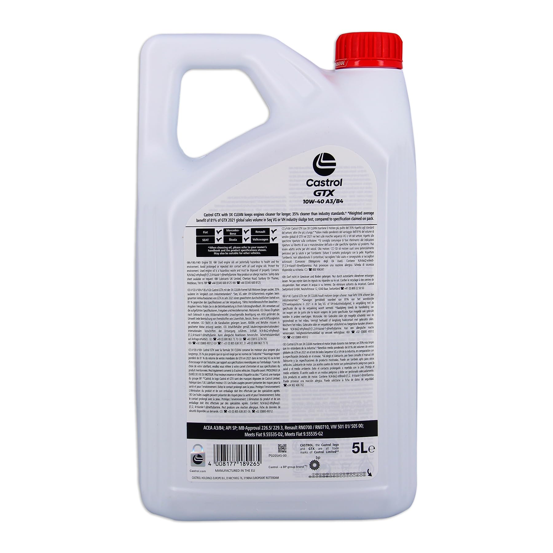 Huile Moteur - CASTROL GTX - 10W-40 A3/B4 - 5L+1L - 057026