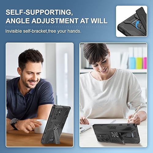 Miniatura 2 de Funda compatible con Samsung Galaxy S21 Ultra 5G, resistente a prueba de golpes con soporte protector Tough Armour - Negro