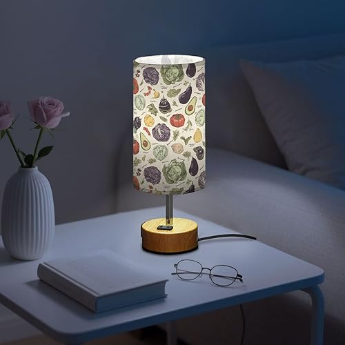 Miniatura 6 de Vegetable Retro Dimmable Bedside Touch Lamps with Charging Ports for Living Room Bedroom Nightstand Office Desk, Light Bulb Included