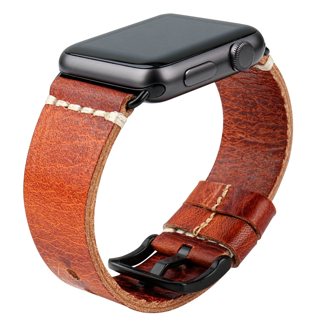MAIKES Wristband Oil Wax Leather Strap for Apple Watch Band 42mm 38mm Series 3 2 1 iWatch Watchband