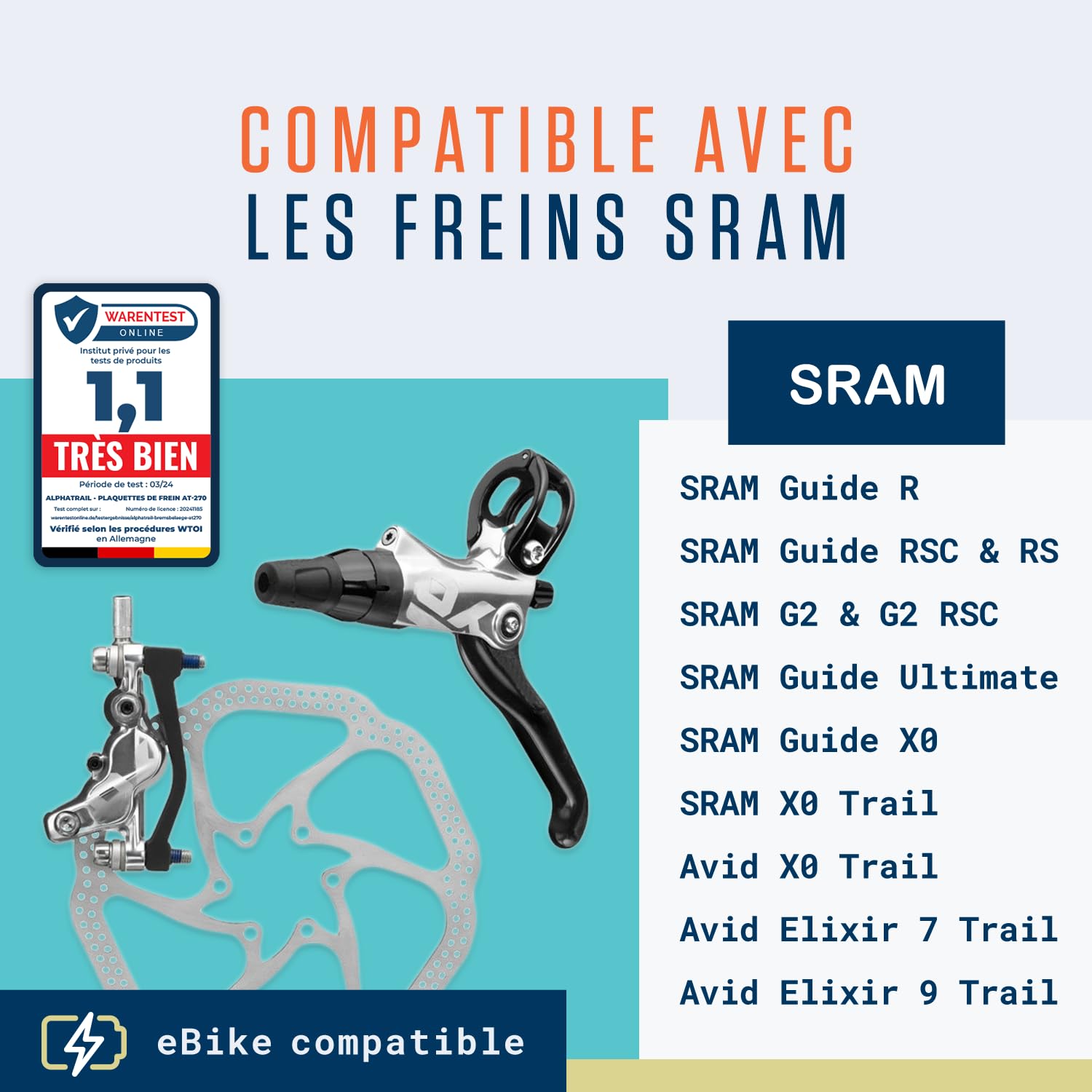 Plaquette de frein Elvedes® Avid/Sram 6906MC - Carbon