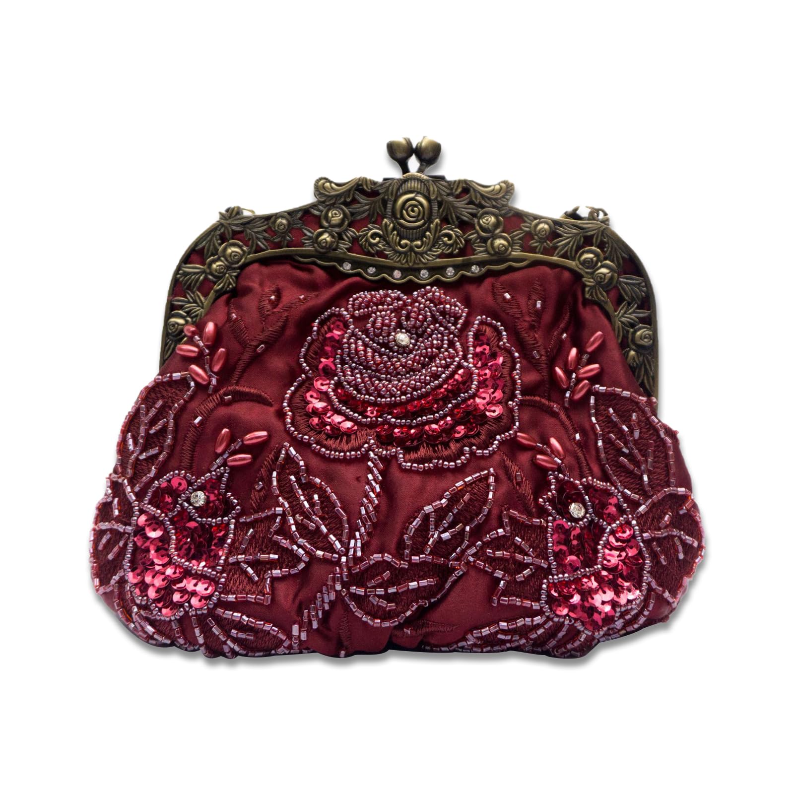 CORIOS Vintage 1920s Beaded Evening Bag Pearl Clutch Bag for Women Bridal Wedding Purse Sequin Rhinestone Handbag