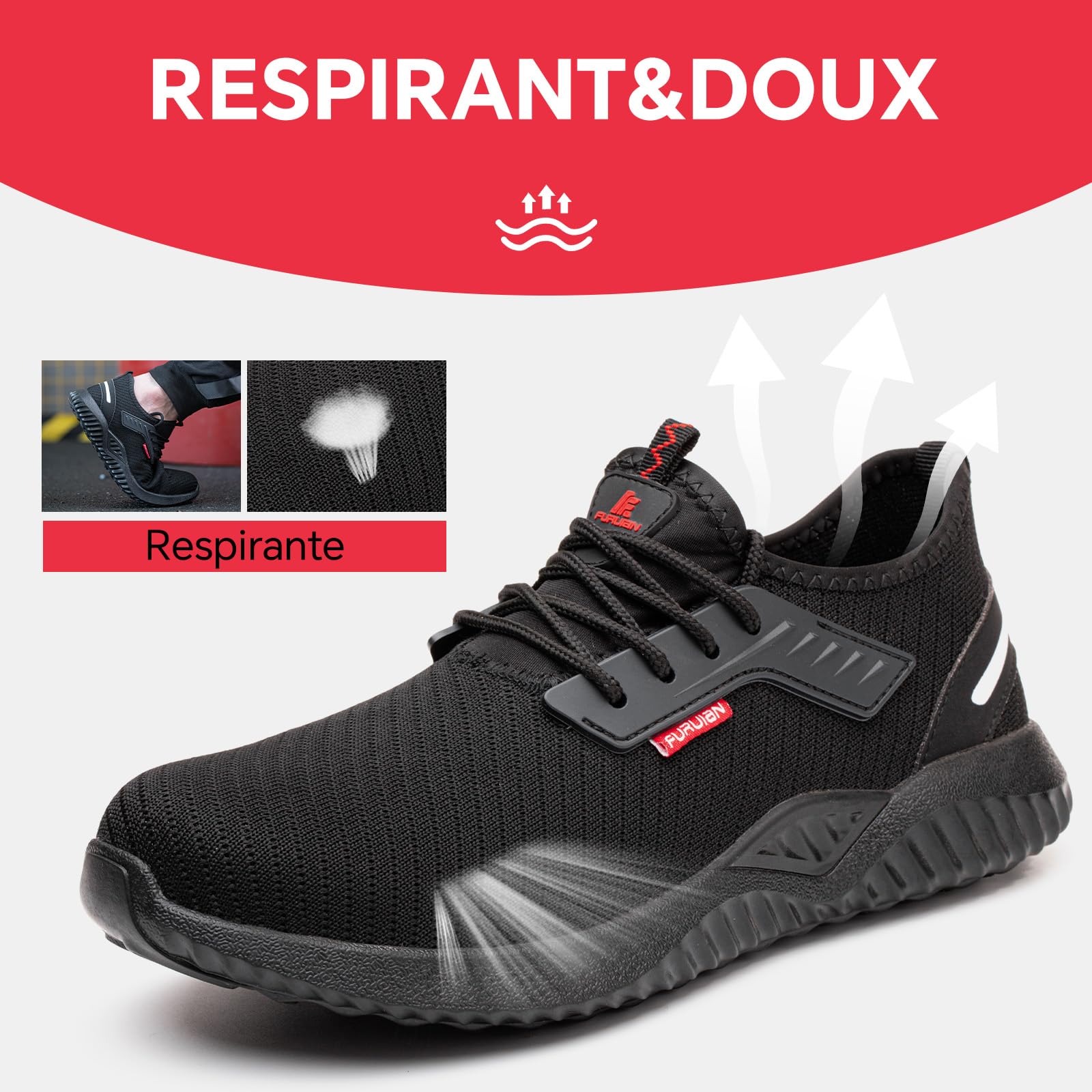 Furuian Chaussures de Sécurité Hommes Femmes Légère Basket de Securite Chaussure de Travail