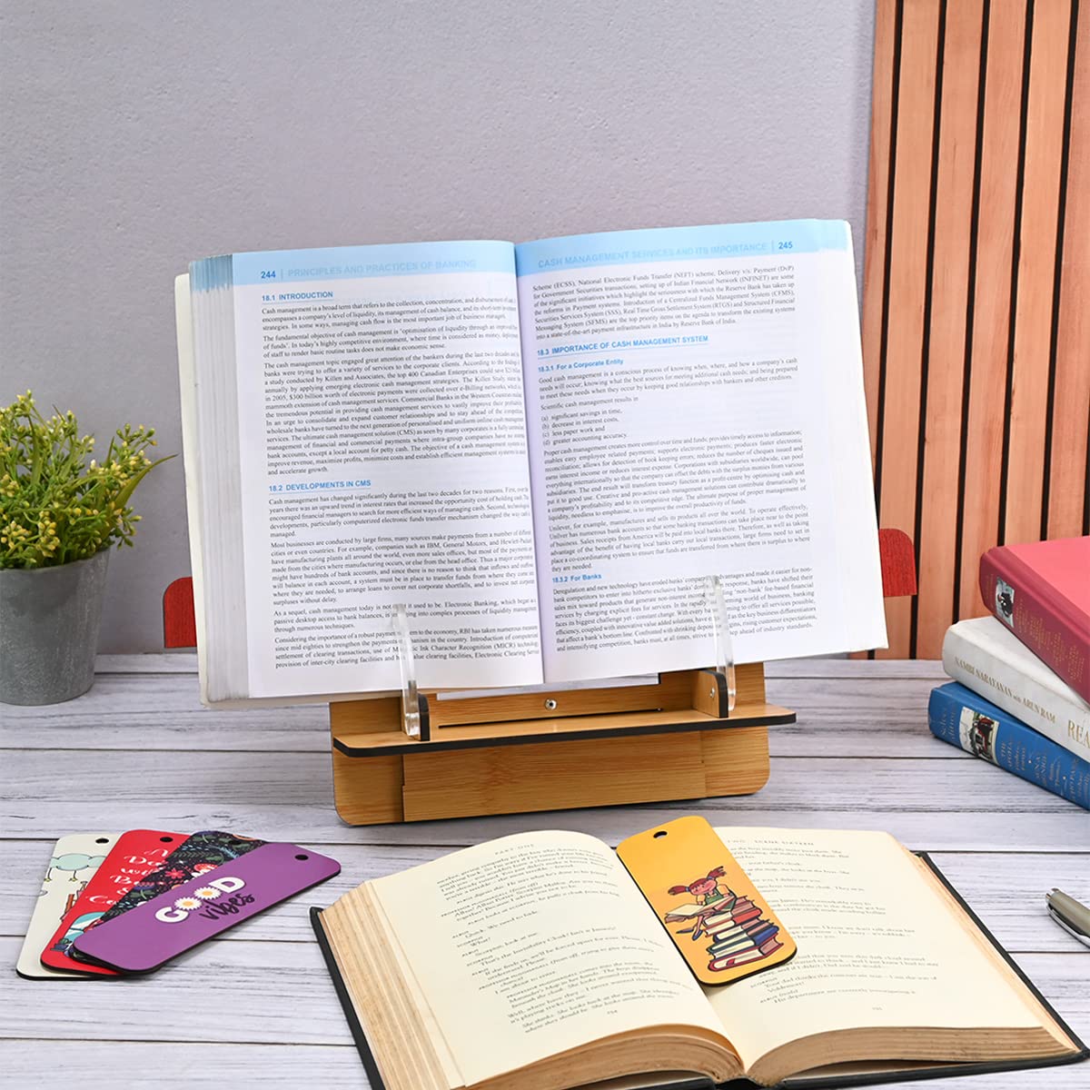 GKD Book Reading Stand with 5 Colorful Bookmarks Desk Accessories For