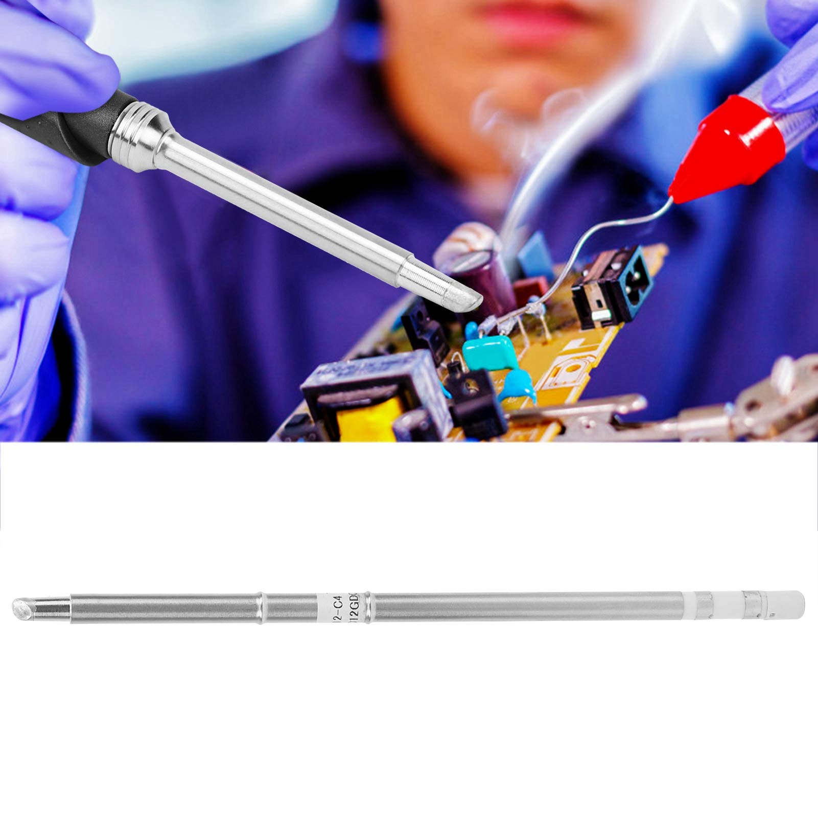 T12-C4 Soldering Iron Tip, Portable Alloy Copper Welding Head, Fast Heat Conduction Anti-Oxidation Welding Replacement Tool for Metal Welding in Industry