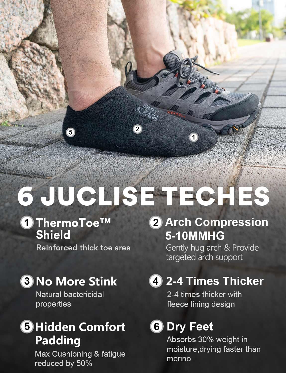 Juclise Lana de alpaca No-Show Lightweight Low Socks Hombre y Mujer Absorbe la Humedad Acolchado Transpirable Cálido Suave Merino