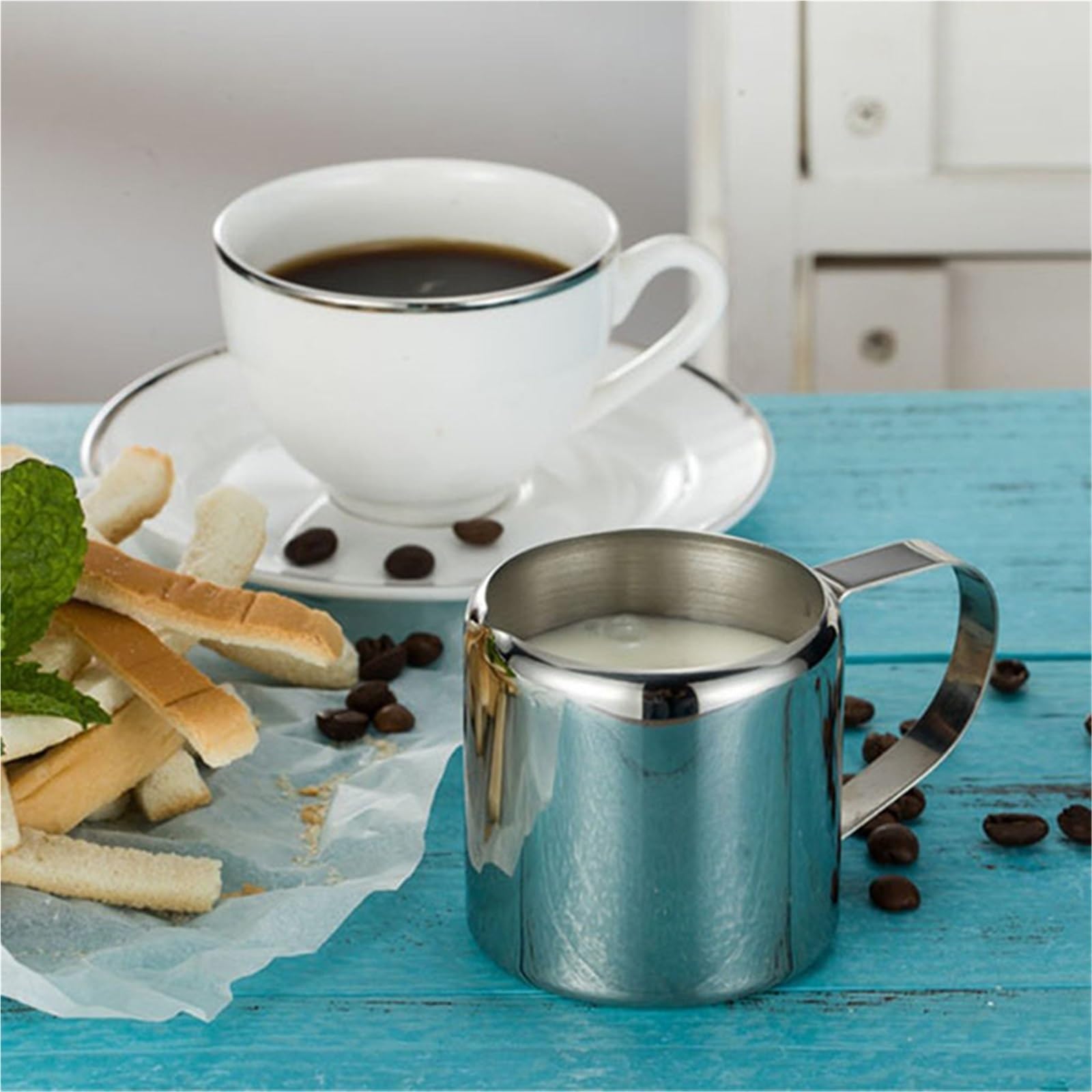 Lata humeante de Espresso 5oz, minijarra for taza leche, for espuma y café, cafetera acero inoxidable, 3 uds Para Espumar