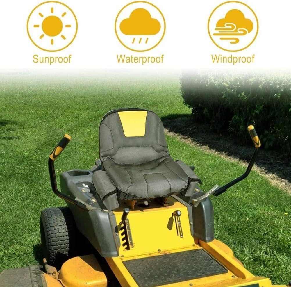 Housse de Siège Tracteur Tondeuse pour Yard-Man 3700 Mustang 1973-1975, Universel Oxford Coussin de Siège Confort Étanche Résistante Antidérapante,A/BlackYellow