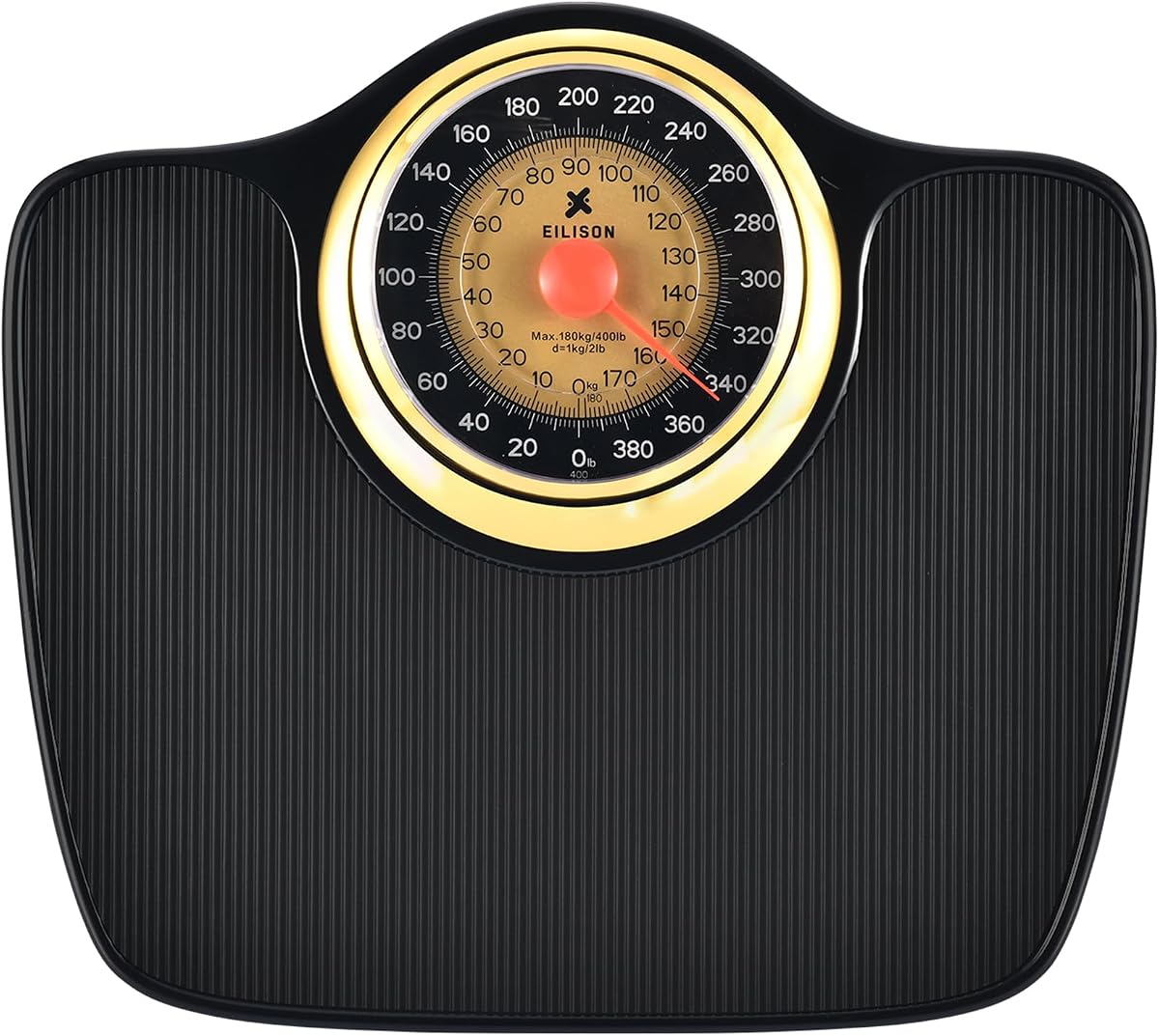 EILISON Mechanical Bathroom Scale,Analog,Large Dial,400lbs Cap,Non-Slip | Easy Read Analog Weight Scale, Large Dial Display in lb/kg, 400lb Capacity, Non-Slip Surface