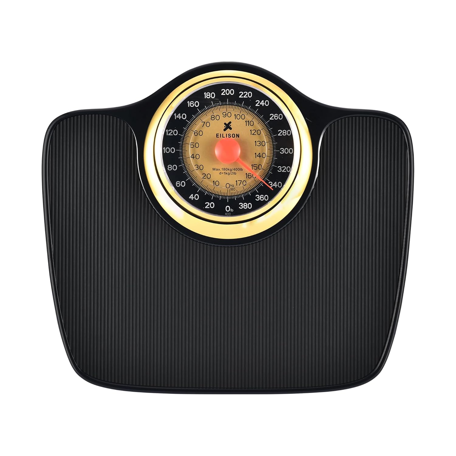 EILISON Mechanical Bathroom Scale for Home Use, Easy Read Analog Weight Scale with Large Dial Display in lb/kg, 400lb Capacity, Non-Slip Surface (Black)