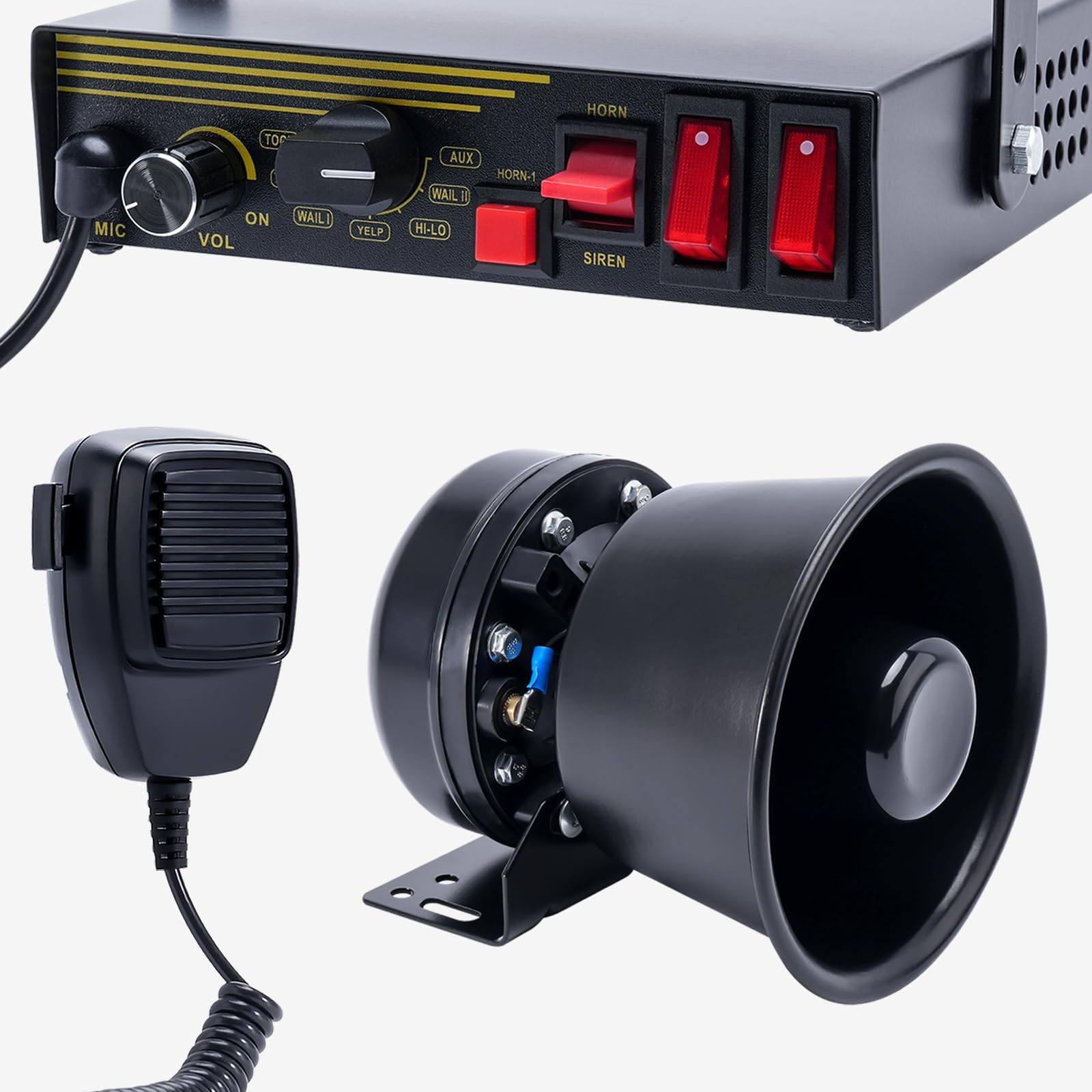 Amazon.com: JAMTON 200W 12V 9 Tone Emergency Siren System, Black