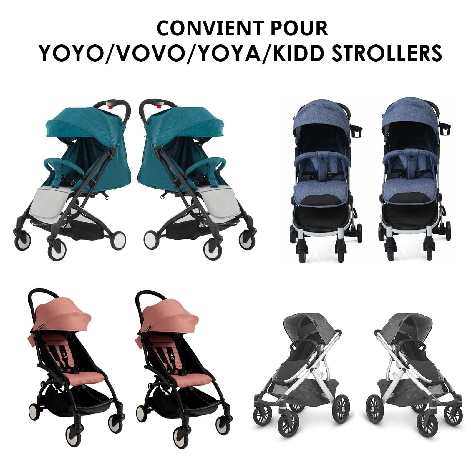 Lot de 3 raccords de poussette - Double raccords pour poussette YOYO/Yoga/VOVO - Connecteurs de poussette