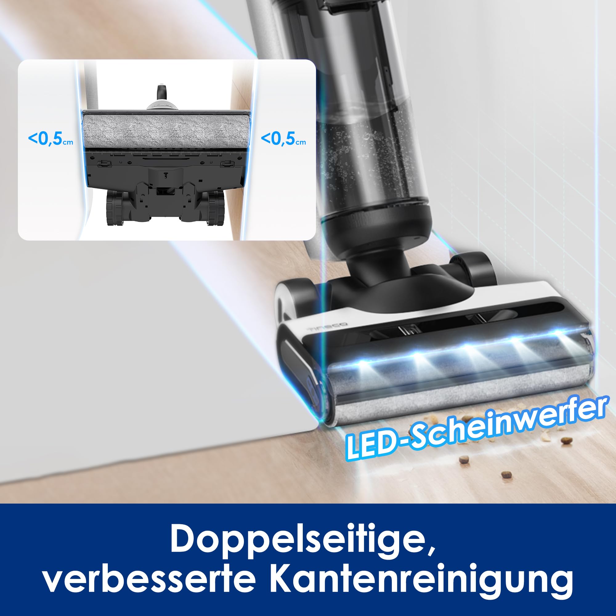Tineco Floor One S7 Pro Nass Trockensauger Kabellos, Wischsauger 40min, Zentrifugal-Trocken, Doppelseitige Kantenreniung, Smart Erkennung, Dreifache Batterielebensdauer, Selbstreinigend für Tierhaare