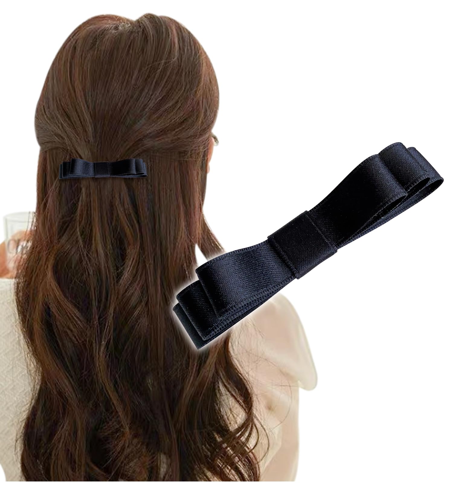 Amazon.co.jp: [Herbeluemily] バレッタ リボン サテン ヘアクリップ