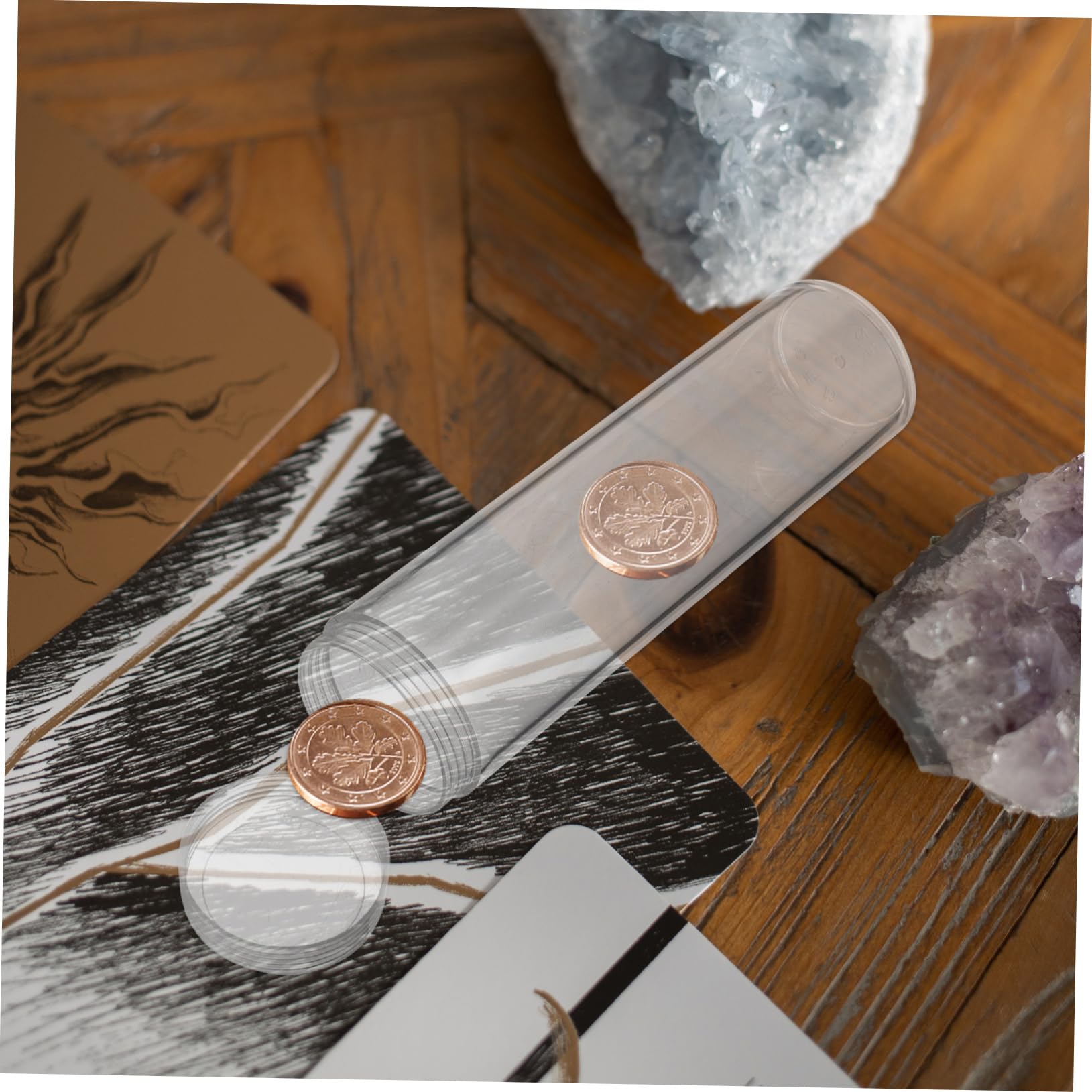 SHINEOFI 10 Tubos de Plástico para Monedas de Medio Dólar, Protección contra Oxidación y Almacenamiento Fácil para Coleccionistas