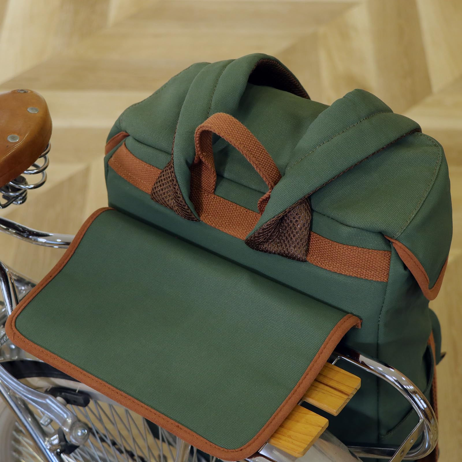 Tourbon Borsa da bicicletta in tela impermeabile per computer portatile Zaino da sella Borsa a tracolla per esterni Viaggio scuola
