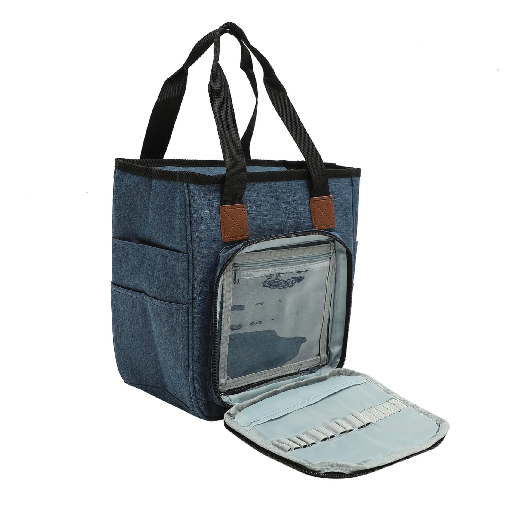 Homoyoyo Häkeltasche für Aufbewahrung Garnhalter Tasche mit Organizer für Häkelwerkzeug Strickwerkzeugtasche Tragbare Garnbeutel aus Strapazierfähigem Material