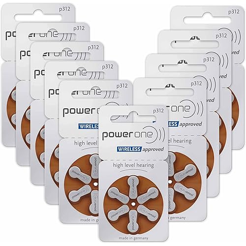 Size P312 Powerone Hearing Aid Batteries, 60 Count