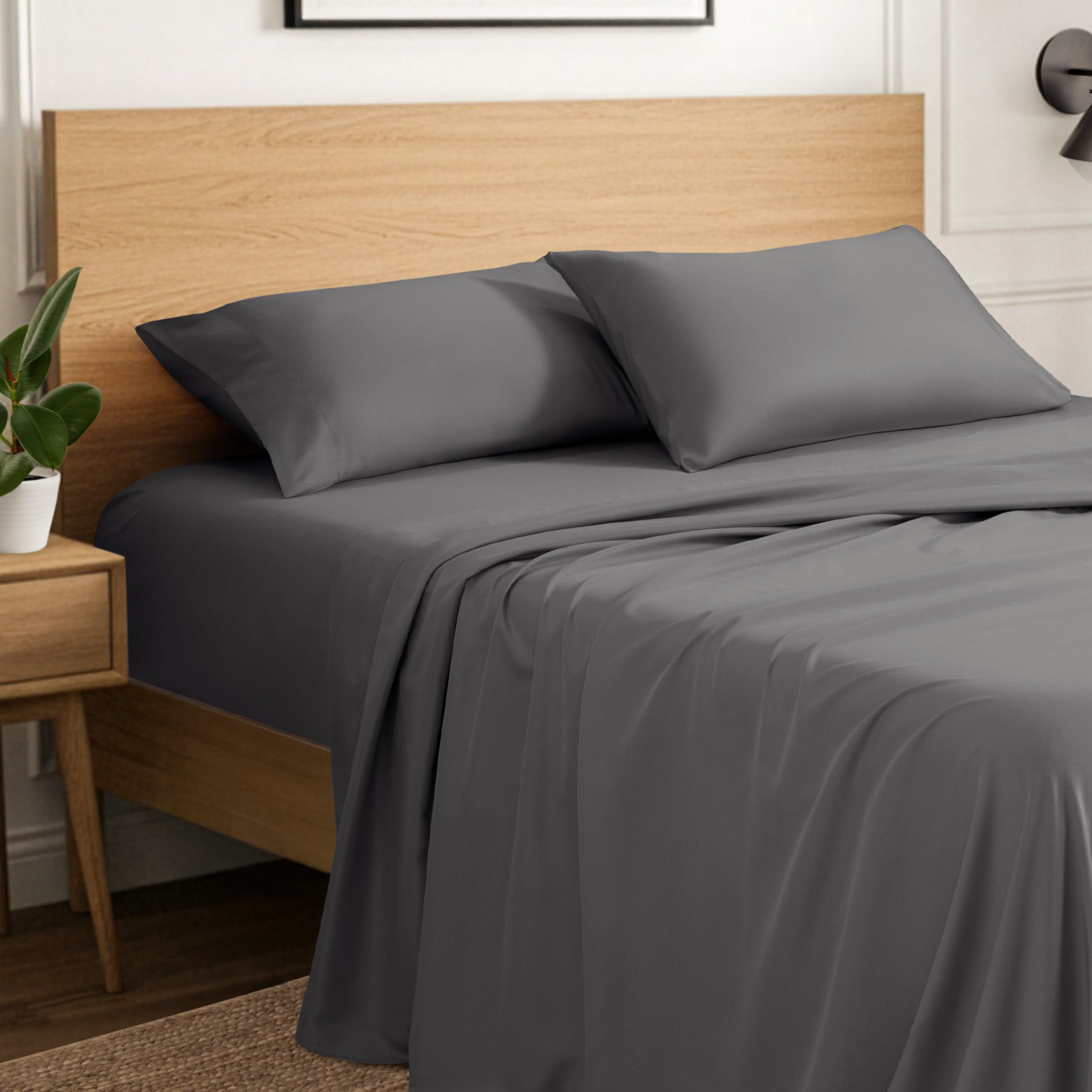 Ivy Union King Size Sheet Set - Breathable & Cooling - Extra Soft, Easy-Fit Bed Sheets - Deep Pockets - Bedding Sheets & Pillowcases (King, Grey)