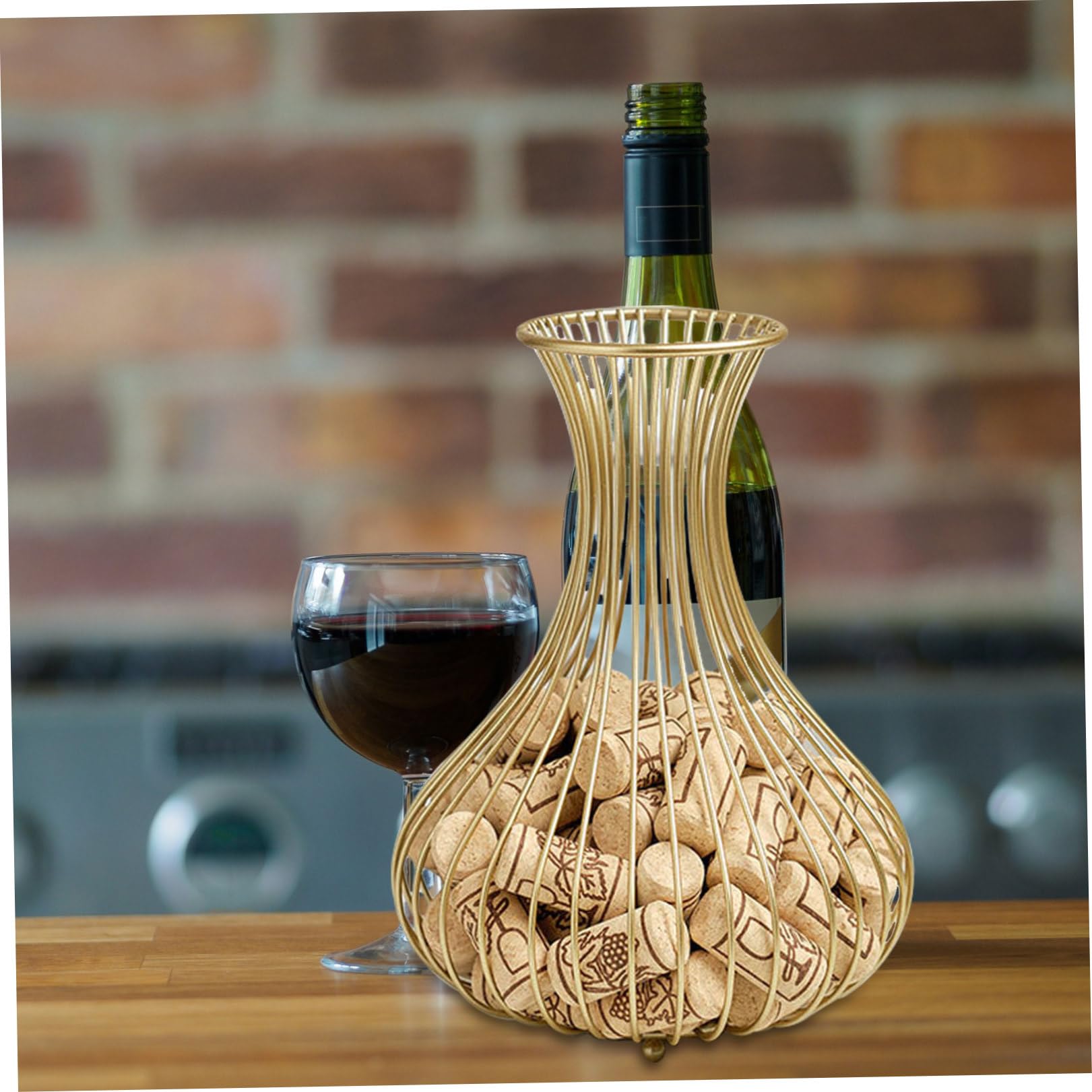 Lurrose Porta Tappi Sughero da Parete in Acciaio al Carbonio Oro Design Cavo Elegante e Moderno per Esposizione e Conservazione di Tappi di Vino Decorazione per Casa