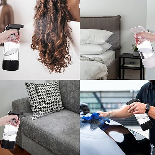 Miniatura 7 de hmaimas Botellas rociadoras de vidrio para soluciones de limpieza, botella de spray vacía reutilizable de 16 onzas con funda de silicona para