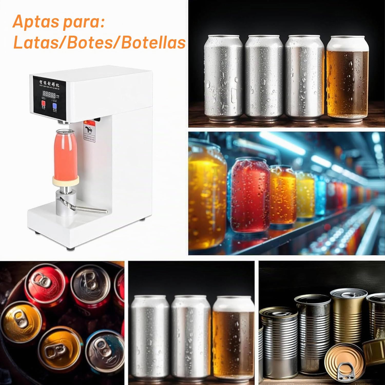 Máquina automática de Sellado de latas, sellador de Vasos eléctrico de 180 W, máquina de Cierre de latas con Panel de Control Inteligente para sellar Botellas de hasta 20 cm,Black