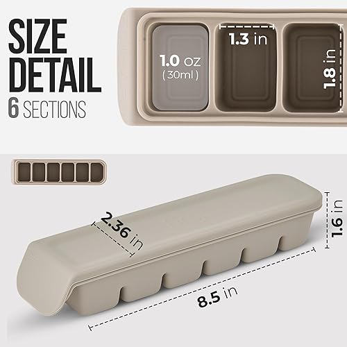 Miniatura 8 de Bandejas de silicona para congelador con tapa, 2ea 1 oz, 6 secciones a prueba de fugas, moldes de silicona para congelador para leche materna