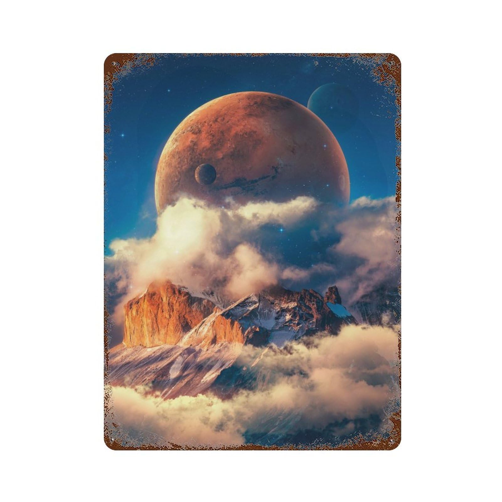 Garage Style Mars Ascending Rustic Tin Plaque 15.7"x11.8", Vintage Wall Decor for Bar And Workshop