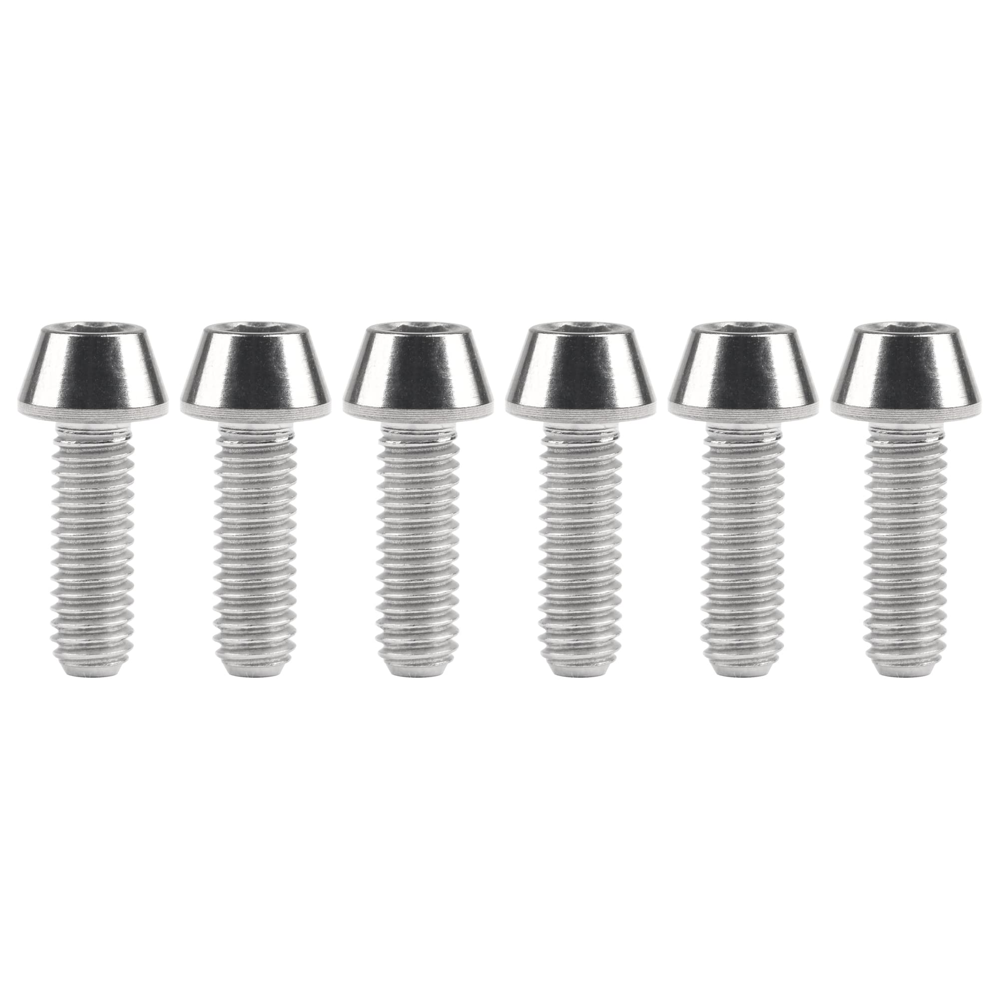 Wanyifa Titanium Ti DIN912 M4 8 10 12 15 20mm Tapered Head Hex Bolts Bicycle Screws Pack of 6 (Silver, M4x12mm)