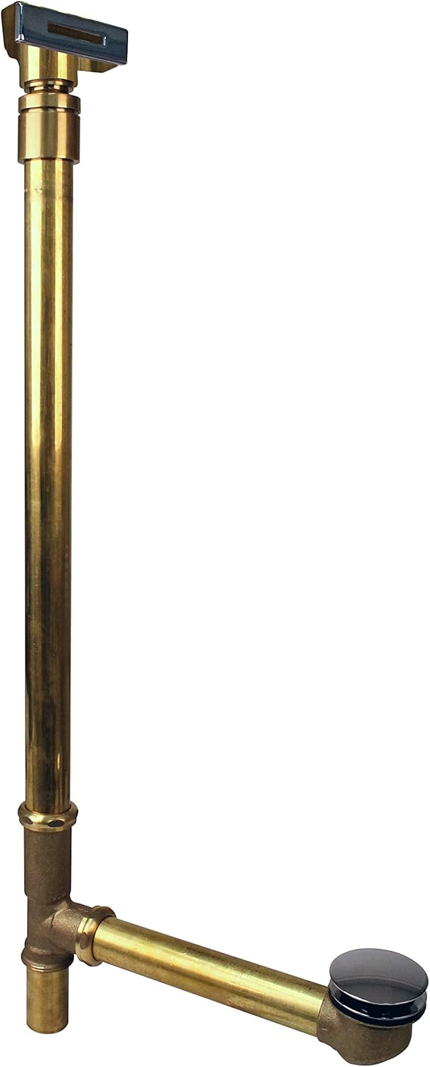 Westbrass 22" Linear Tip-Toe Drain Bath Waste & Overflow with Ball Joint, Satin Nickel, 7931817BJLD-07