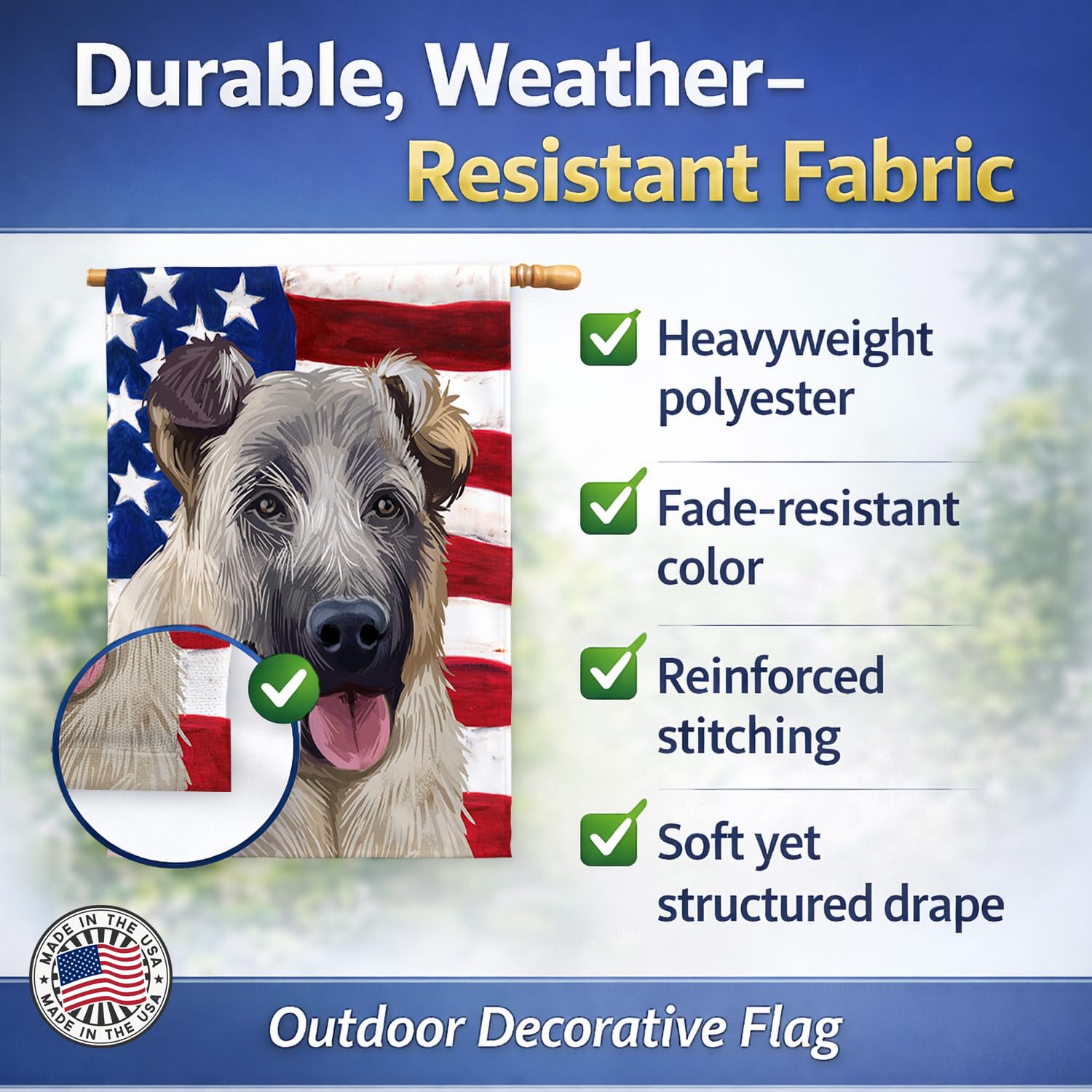 Caroline's Treasures CK6584CHF - Bandiera americana a forma di cane, misura grande, multicolore