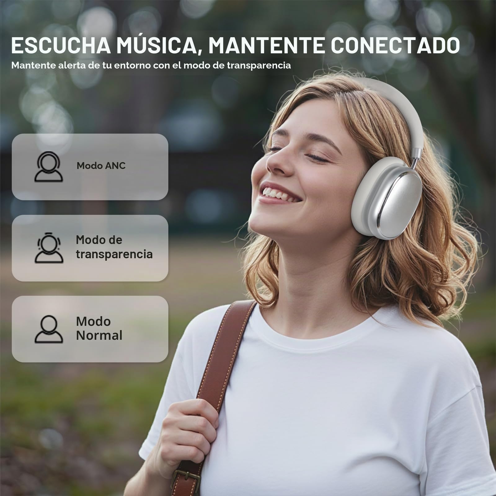 NC95 Auriculares Inalámbricos Bluetooth de Diadema, 120 Horas Reproducción, Cascos Bluetooth con cancelación de Ruido, Personalización vía App,Bluetooth 6.0,Rotación 90° Ajustable (Gris Perla)