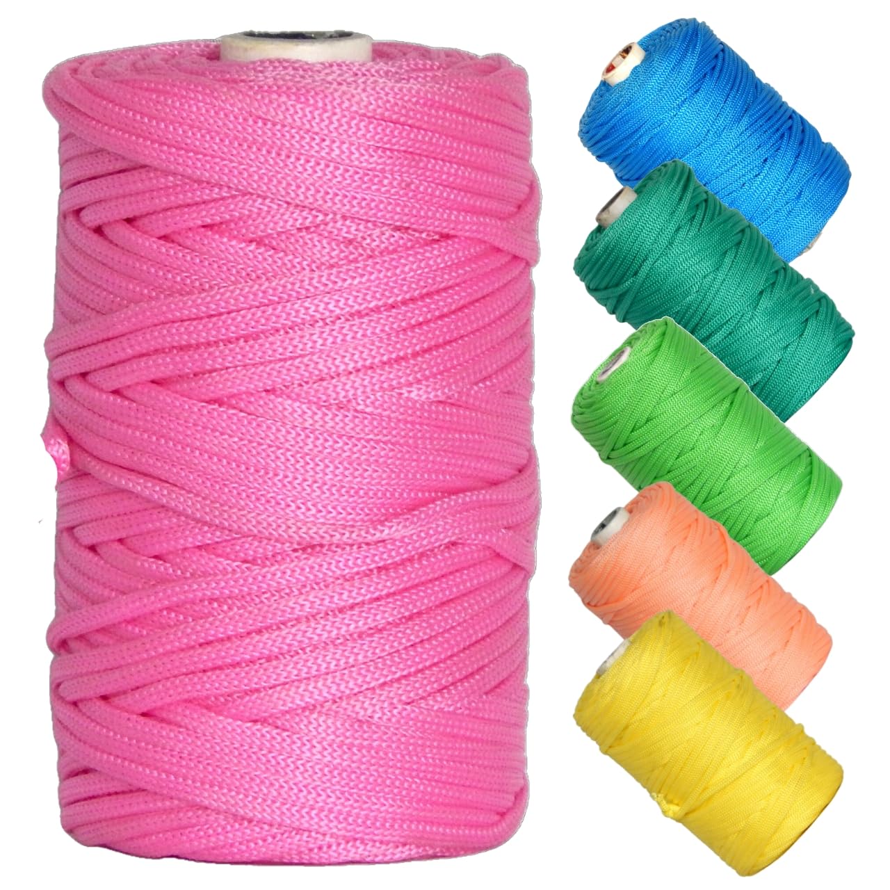ecofyndecofynd 4mm, 50 Meters Nylon Color Cord (Purse Thread), Braided Cotton PP Knot Beading Rope, Thread Material for Shoe Lace, Jewelry Making, DIY Craft Hanging Projects, (Pack of 1, Rose Pink)