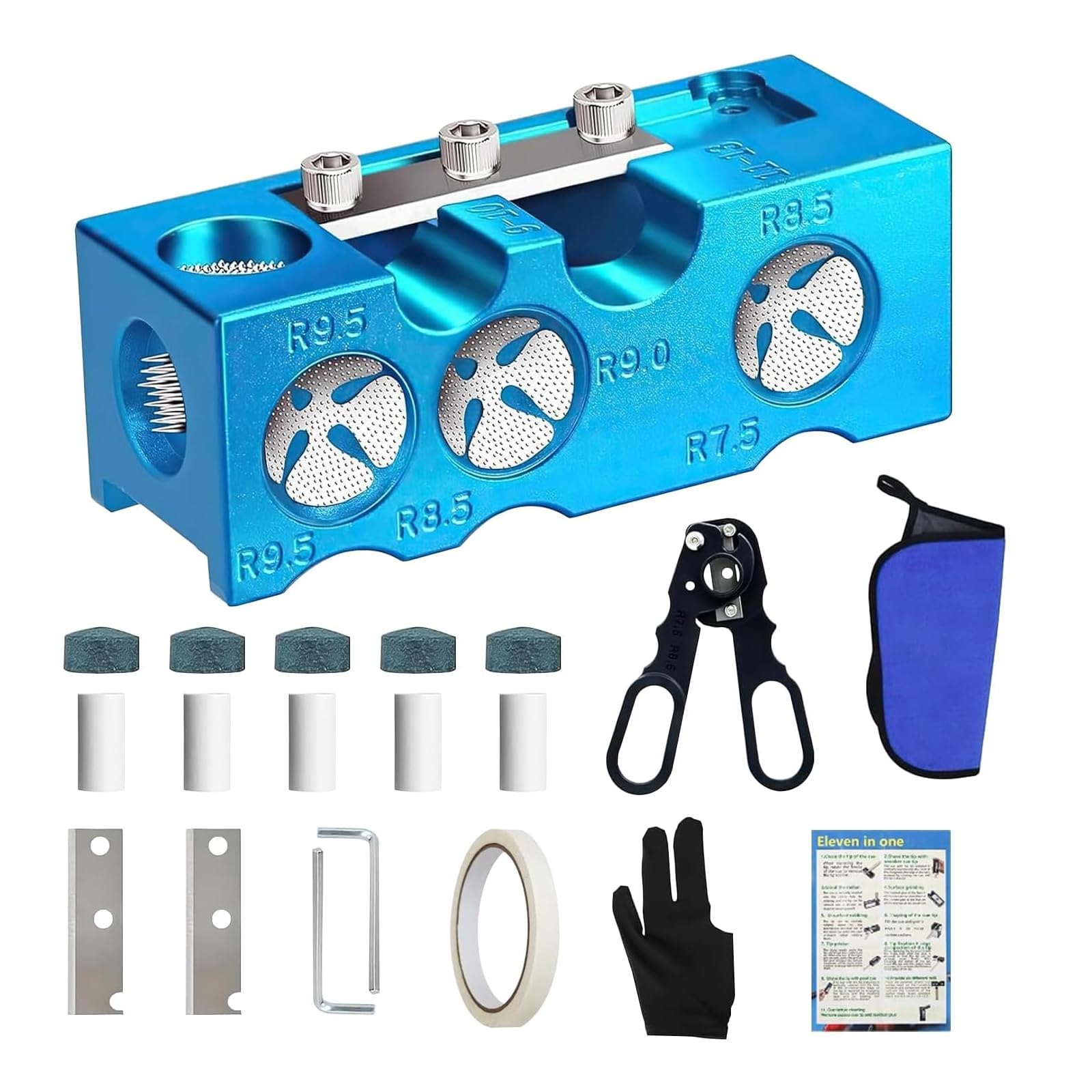 Kit de reparación de punta de taco de billar 11 en 1