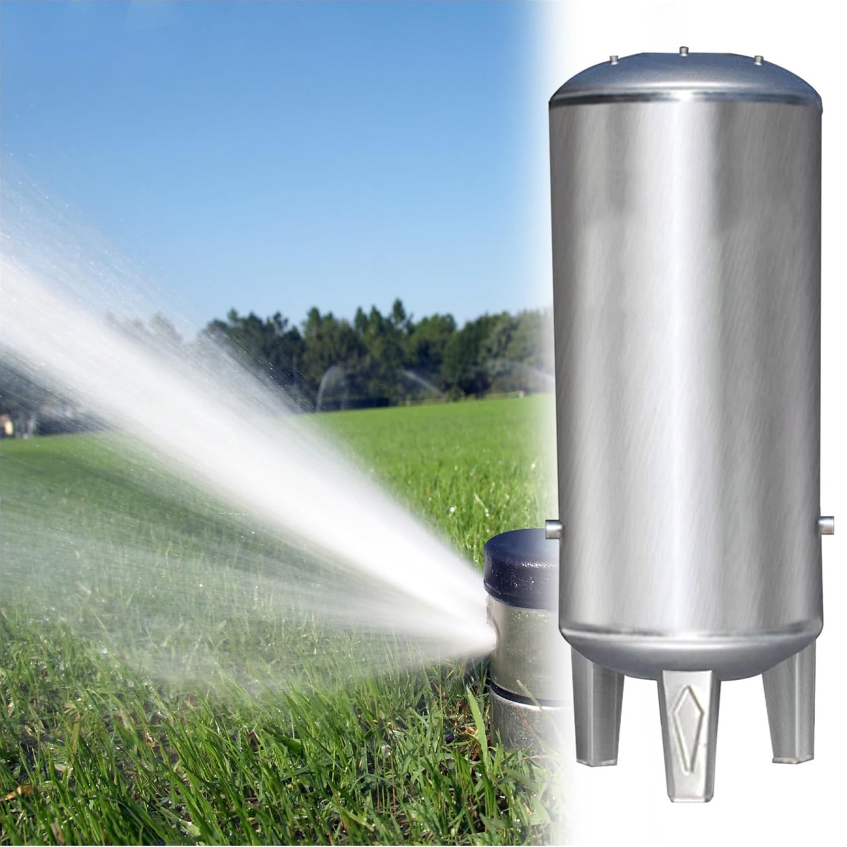Tanque de presión de agua de acero inoxidable para presurización de agua del grifo, diseño sin torre para bombas de pozo, duradero y resistente a la corrosión