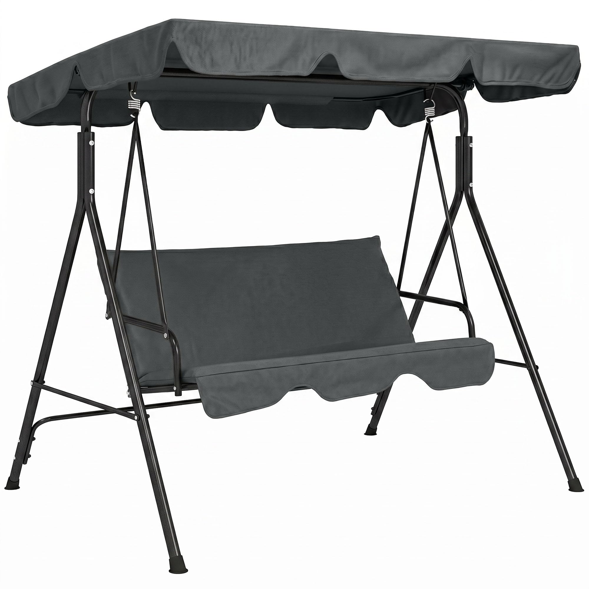 Outsunny 3-Person Porch Swing w/Stand Adjustable Tilt Canopy, Gray