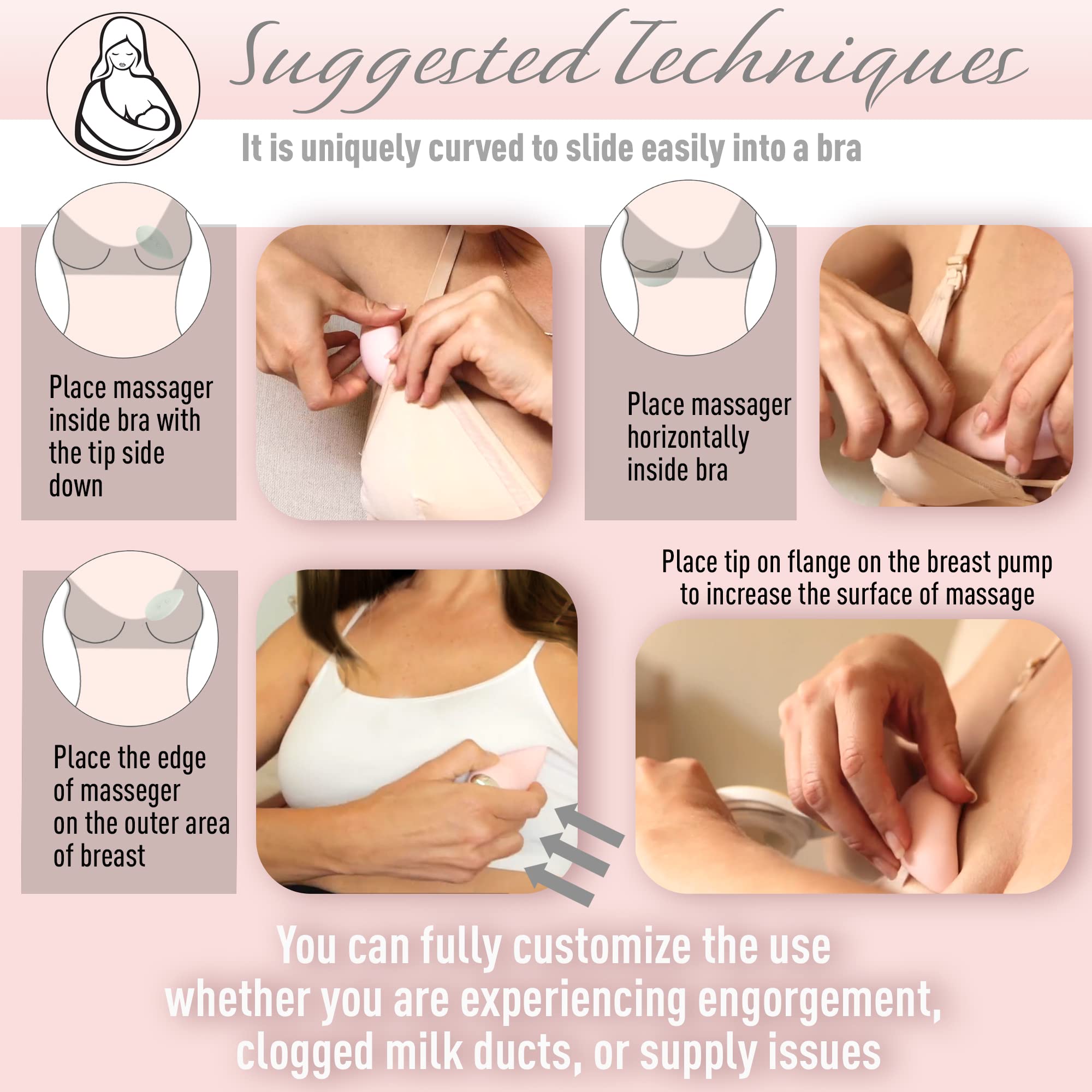 LUMAMA Masseur de lactation - Aide à l'allaitement pour conduits bouchés, augmentation de l'approvisionnement en lait maternel, flux de lait, soulagement de l'engorgement, machine de massage