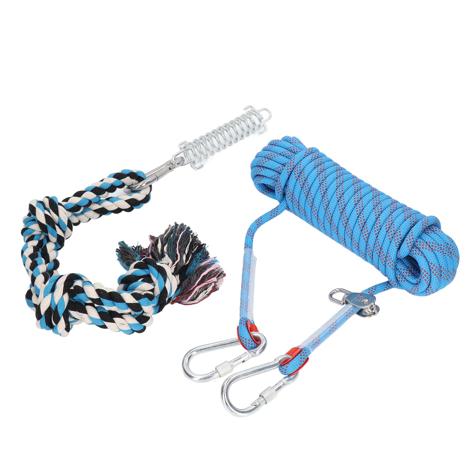 Tether Tug Outdoor-Hundespielzeug, Hunde-Schlepperspielzeug mit Stahlschnalle, 49,2 Fuß Langes Hunde-Federstangen-Spielzeug, Hunde-Hängeseil-Spielzeug, Hunde-Bungee-Seil,
