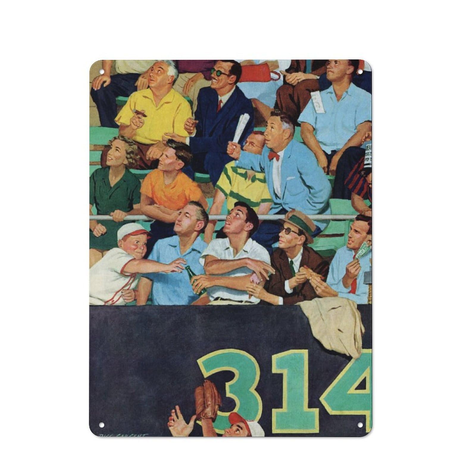 Junmoney Catch The Ball Vintage Metal Plaque 40X30cm Featuring For Garage Wall, For People Furnishing A Garage