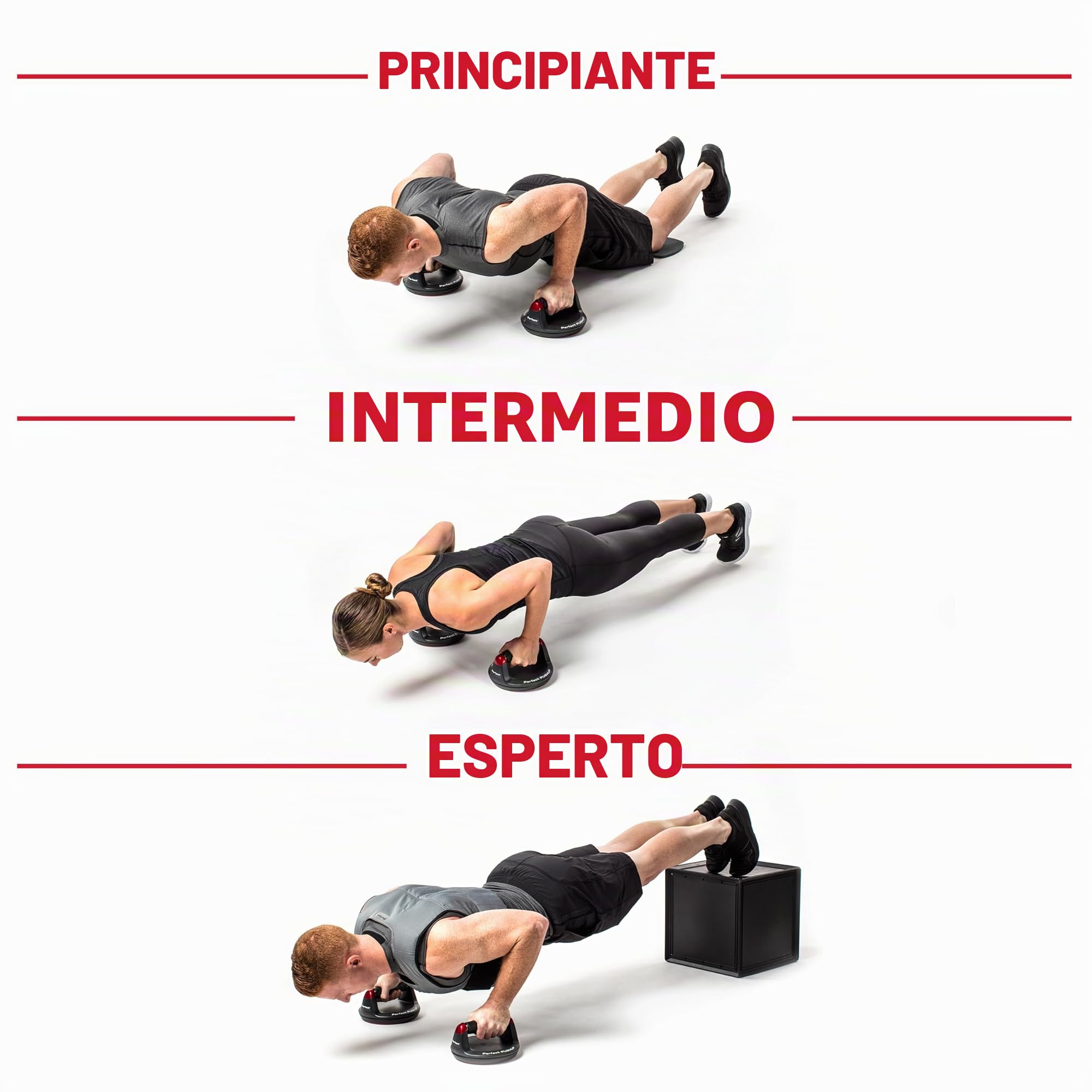 Perfect Fitness Perfect Pushup V2 - Maniglie per flessioni, attrezzatura per il fitness per palestra domestica, colore nero, confezione da 2