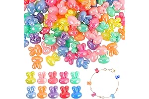 100PCS Easter Bunny Beads for Jewelry Making and DIY Crafts