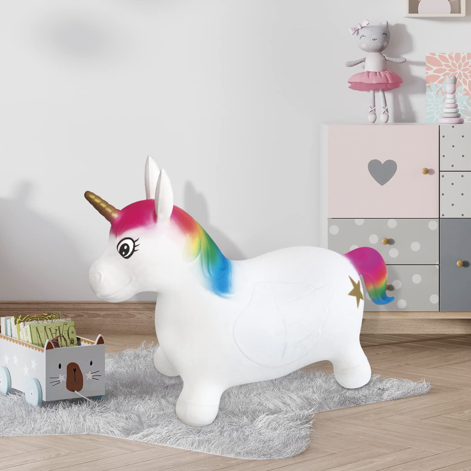 Mondo Toys - Unicorn Ride-On Unicorno gonfiabile cavalcabile per bambini - Unicorno Gonfiabile da Cavalcare - Animale saltellante - Alta qualità - 09132