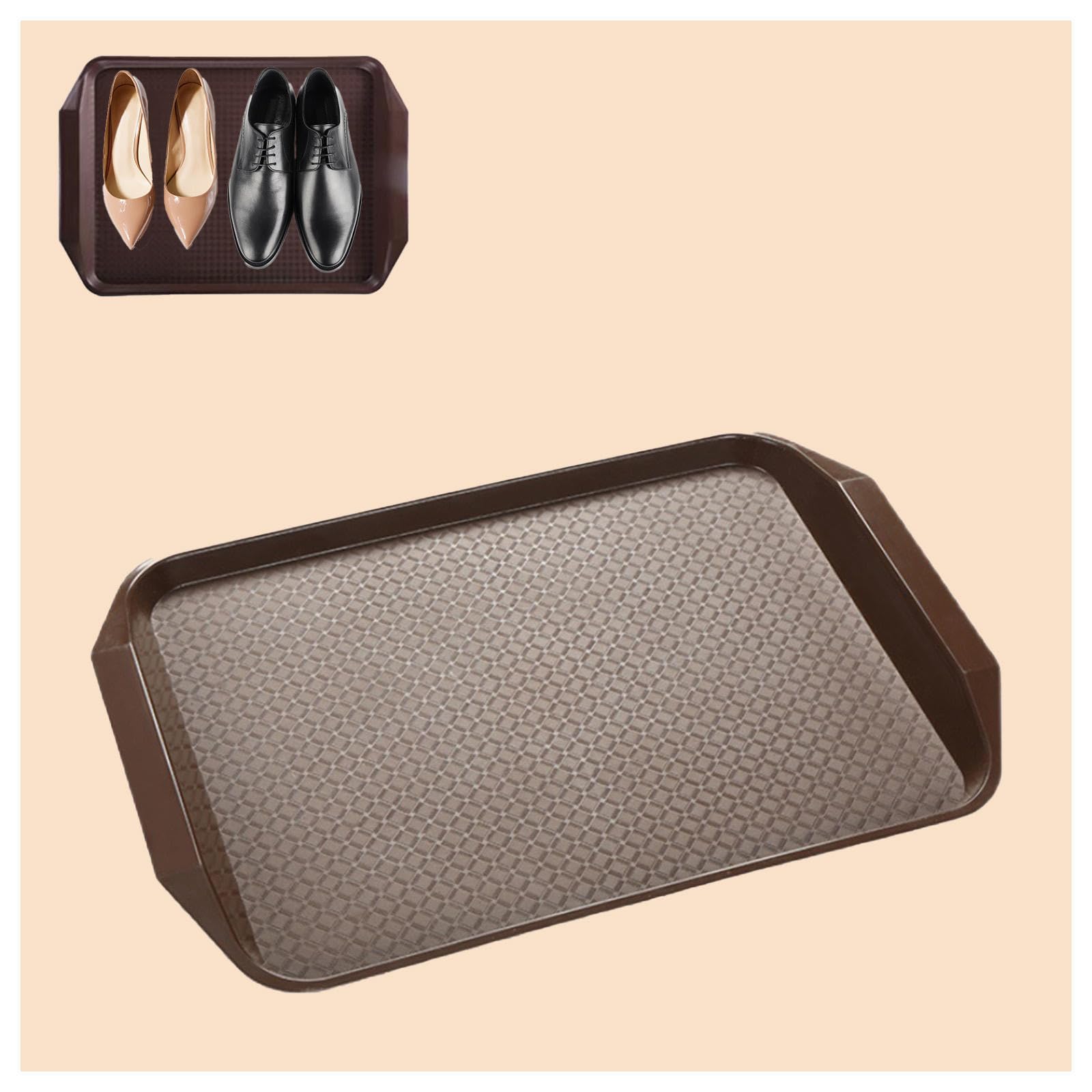 RRRYYYZZ Shoe Mat 3 Pack Shoe Tray for Entryway Plastic Shoe Mat for Garden, Bedroom, Entrance Area, Garage Shoe Tray,Brown