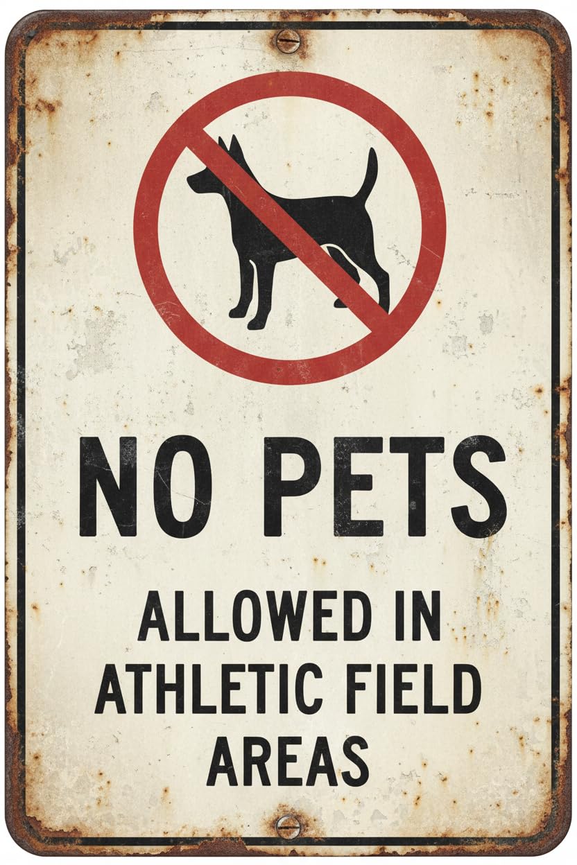 Wall Decor No Pets Allowed - Athletic Field Areas - School Sign Metal Sign 8x12Inch Clear Signage For S, Fences Vintage Signs Aluminum Plates Printed