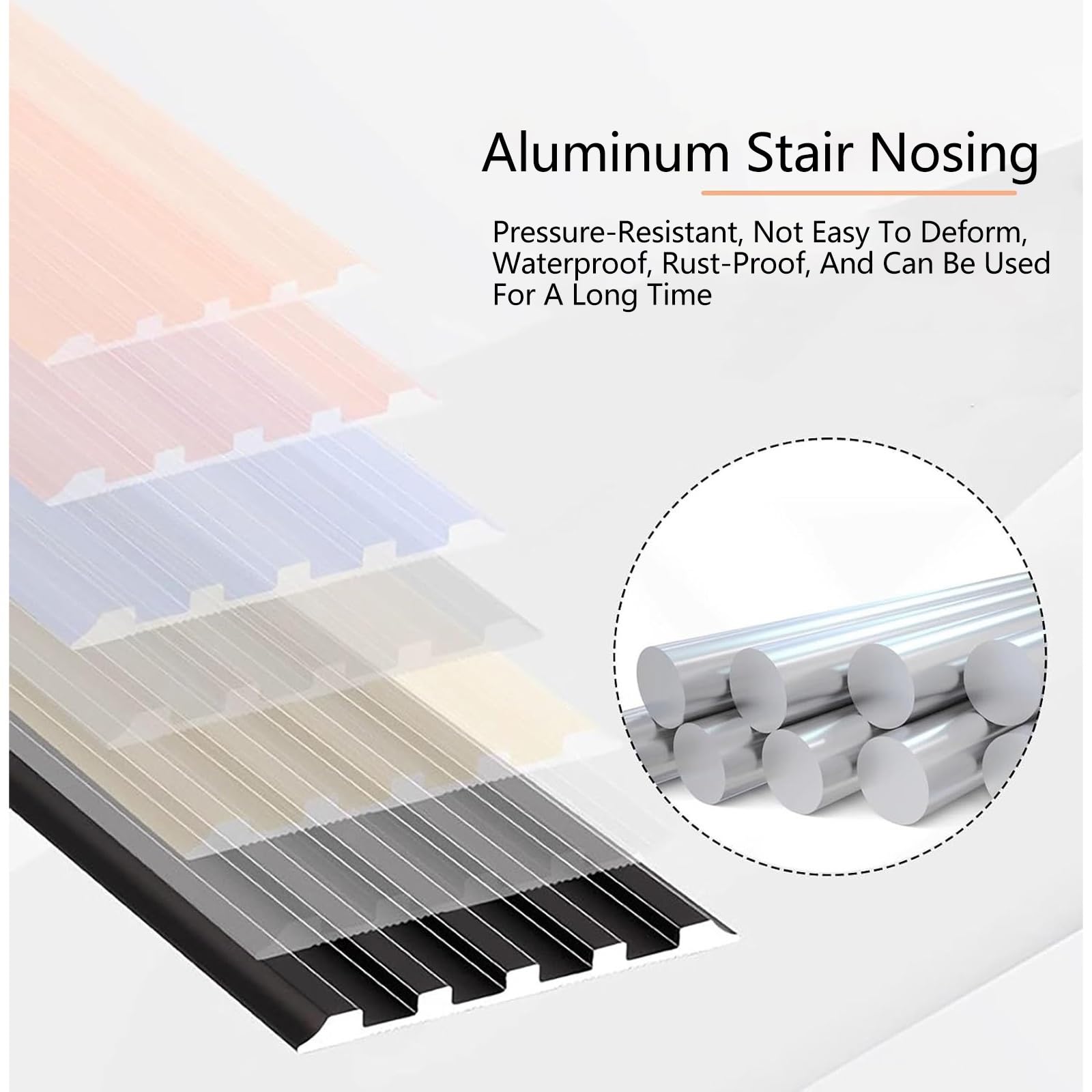 Tiras de borde de escalón de 39,4 pulgadas, peldaños de escalera, protector | Antideslizante peldaños de aluminio, for interiores y exteriores(Silver,1Pcs)