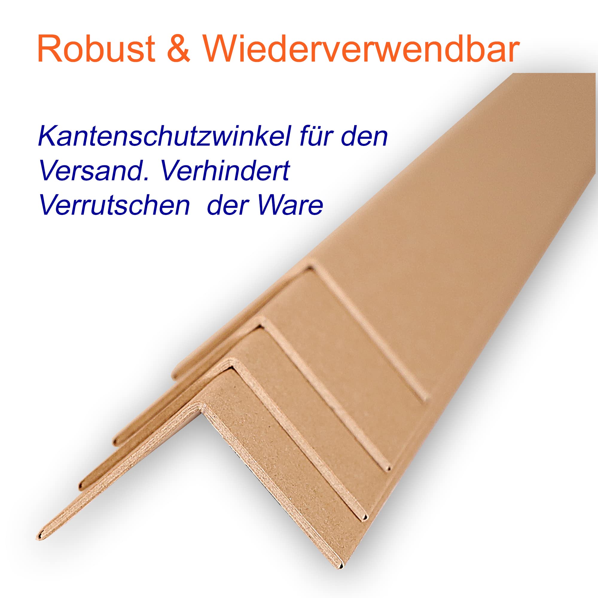 100 Kantenschutzwinkel | Vollpappe | Schenkelbreite: 35mm - Länge: 60cm - Dicke: 2mm | Kantenschutzleisten zum Kantenschonen für optimale Ladungssicherung Braun